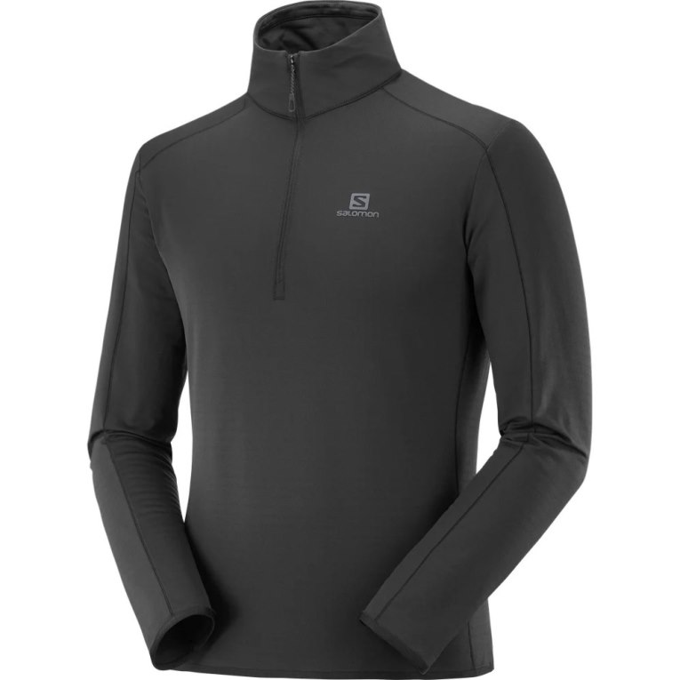 Black Salomon Essential Lightwarm Half Zip Men's Sweatshirt | IE AN0752